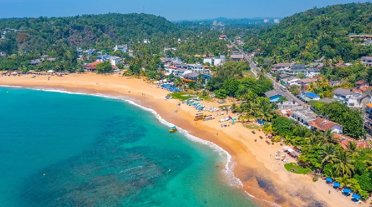 aerial view of unawatuna beach, Sri Lanka