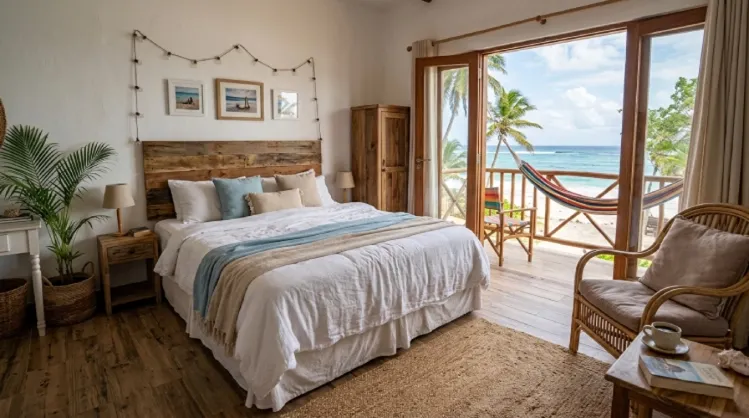 a cozy room in a beachside hotel