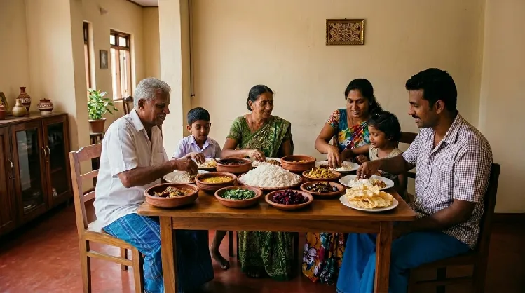 A Sri Lanka family having lunch