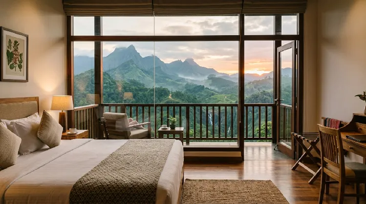 Luxury Hotels in Sri Lanka With Stunning Views 2 a room in an one of the luxury hotels in Kandy, with a beautiful view of mountains