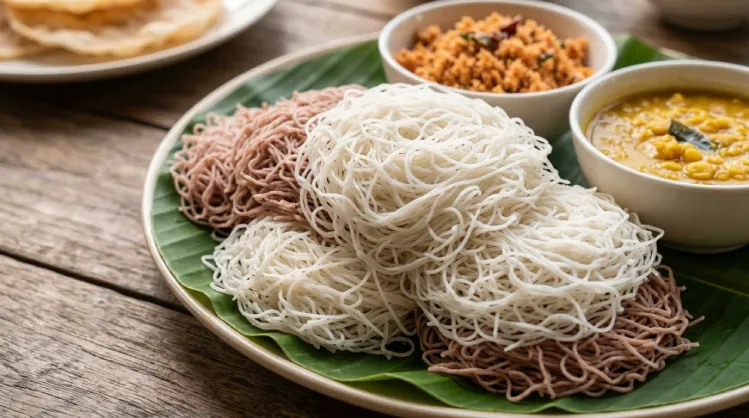 Traditional Sri Lankan Foods You Must Try at Least Once 3 string hoppers with dhal and pol sambol