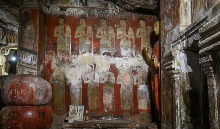 Exploring the Ancient Dambulla Cave Temple in Sri Lanka 3 Ancient Buddhist Murals in a Sacred Cave Temple