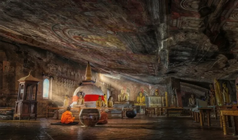 Exploring the Ancient Dambulla Cave Temple in Sri Lanka 5 inside of a dambulla cave temple