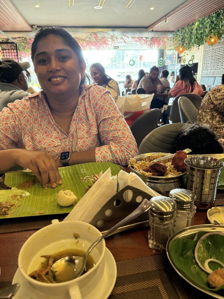 Enjoying Our Meal at Salem RR Biriyani Jaffna