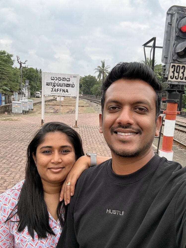 A selfie at the Jaffna station sign