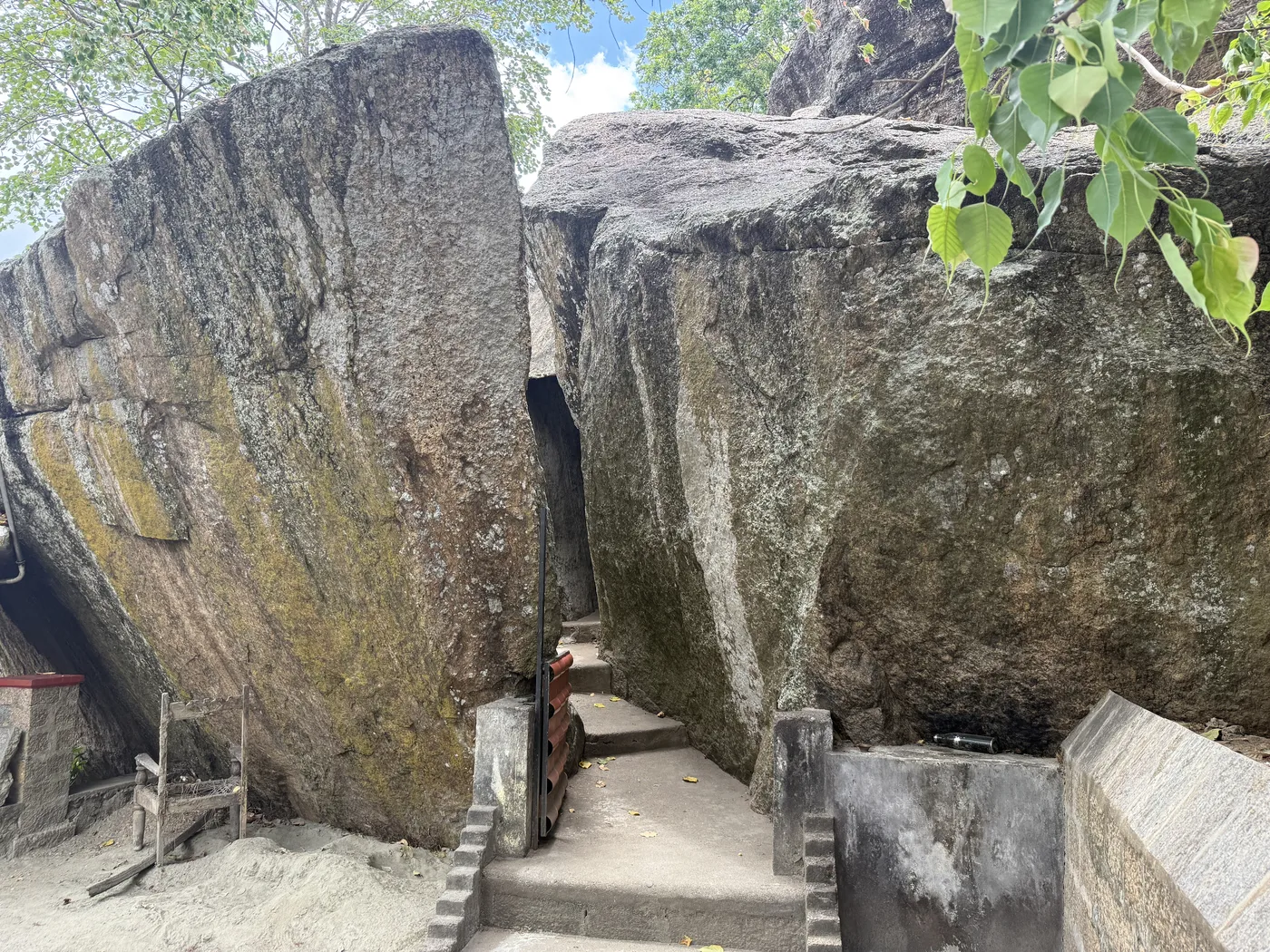 Narrow stone steps between rocks